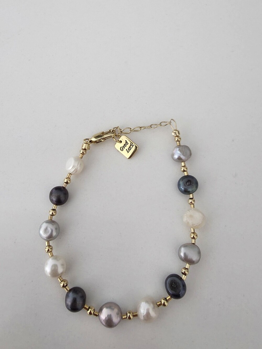 Gold Bead Multi-Color Freshwater Pearl Bracelet - Tag